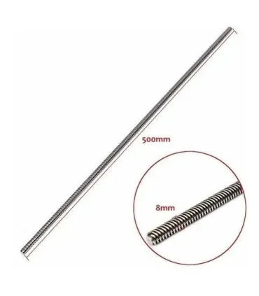 Varilla Trapezoidal 8mm 4 Hilos X 400mm + Acople + - Merkatronix