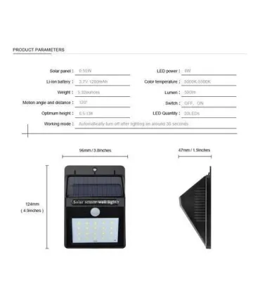 Bombillo Lampara Led Con Panel Solar - Sensor De - Merkatronix