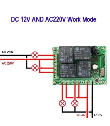Módulo Inalambrico Rf 433mhz 4 Canales Con Rele +  - Merkatronix