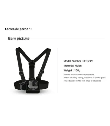 Soporte Pecho Cabeza Cámara Acción Gopro Hero - - Merkatronix