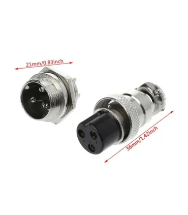 Conector Aviación  Socket Plug Gx16 3 Pines - Merkatronix