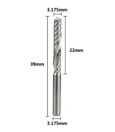 Fresa Corte 1 Flauta 1/8 Para Acrilico - Madera - Merkatronix